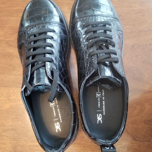 ITALIAN LEATHER EMBELLISHED CROC PRINT PIETRO 066 - Picture 10 of 11